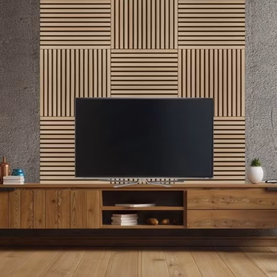 Paneles acústicos de listones de madera maciza