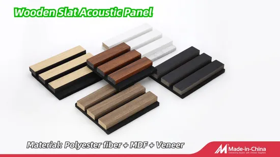 Panel acústico de pared de listones de madera con diseño 3D y fibra de poliéster en relieve.